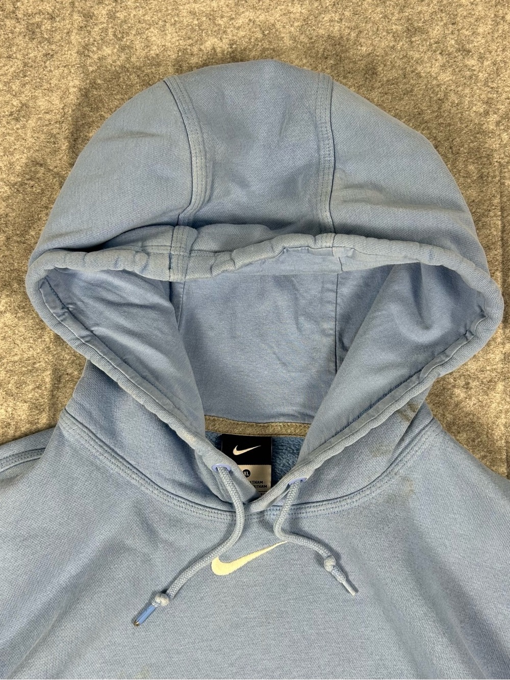 Vintage Nike Baby Blue Center Swoosh Hoodie Boxy Size XL